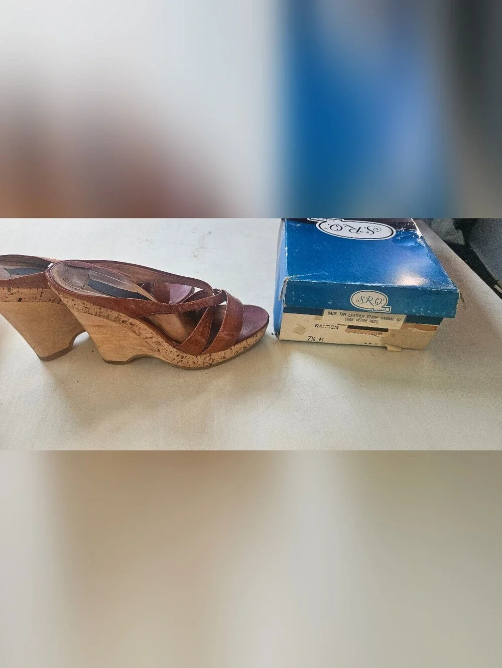 Brown Leather Wedge Sandals - Women's